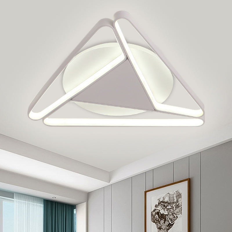 Nordic LED Flush Ceiling Light with Acrylic Shade Black/White c Triangle Flush Mount in Warm/White Light, 19.5"/29" W