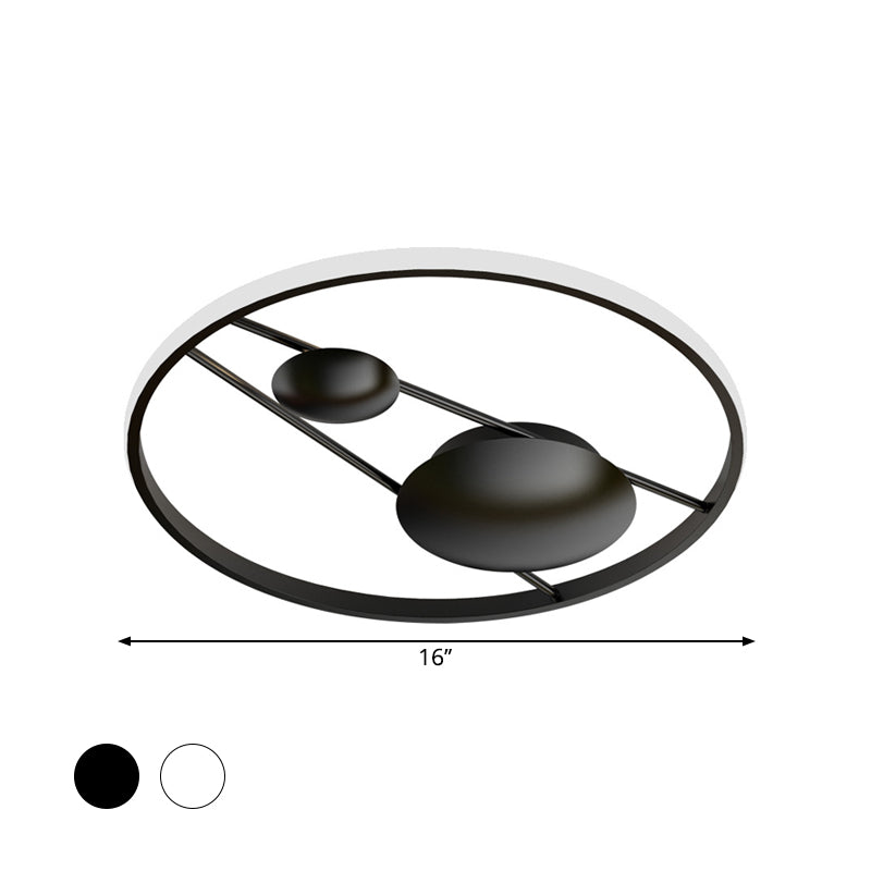 Geometric Bedroom Ceiling Light Fixture Nordic 16"/19.5" W LED Modernist Flush Mount Lamp in Black/White