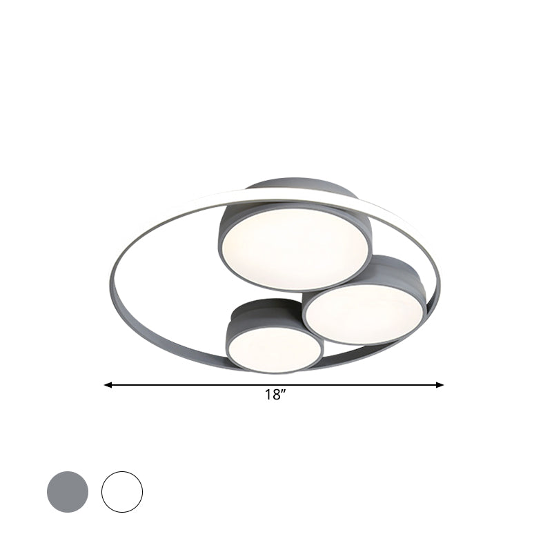 Grigio / White Round Flush Mount Lampada Nordic LED Acrilico Flush Soffitto Luce per Camera Da Letto, 18 "/21.5" /31 " Larghezza