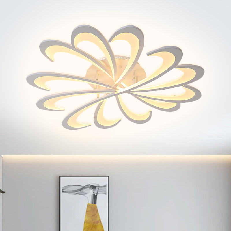 Metallic Floral Flush Mount Light Modern Black/White LED Ceiling Mounted Fixture in Warm/White Light, 31.5"/39" W