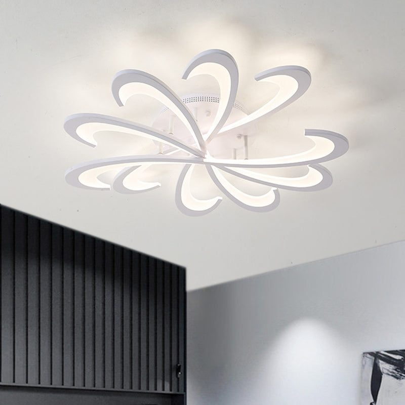 Metallic Floral Flush Mount Light Modern Black/White LED Ceiling Mounted Fixture in Warm/White Light, 31.5"/39" W