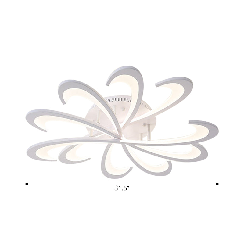 Metallic Floral Flush Mount Light Modern Black/White LED Ceiling Mounted Fixture in Warm/White Light, 31.5"/39" W