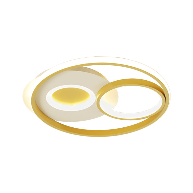 Gold Ring Ceiling Lighting Contemporary 16.5"/20.5" Width LED Metal Flushmount Light for Bedroom