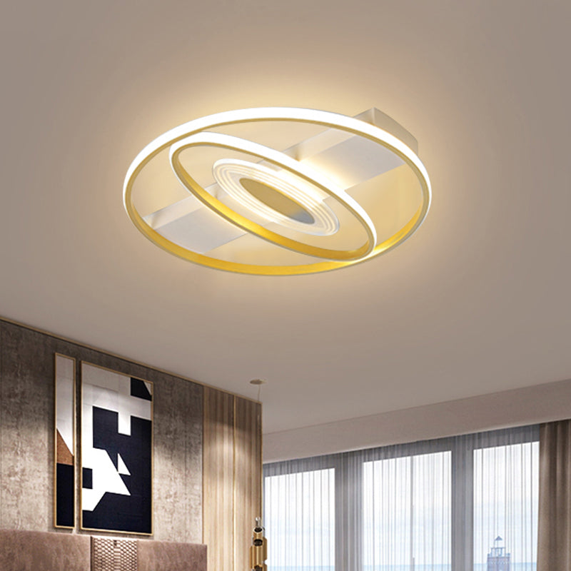 16.5"/20.5" W Geometric Flush Mount Lamp Minimal Metal LED Bedroom Ceiling Light Fixture in Gold