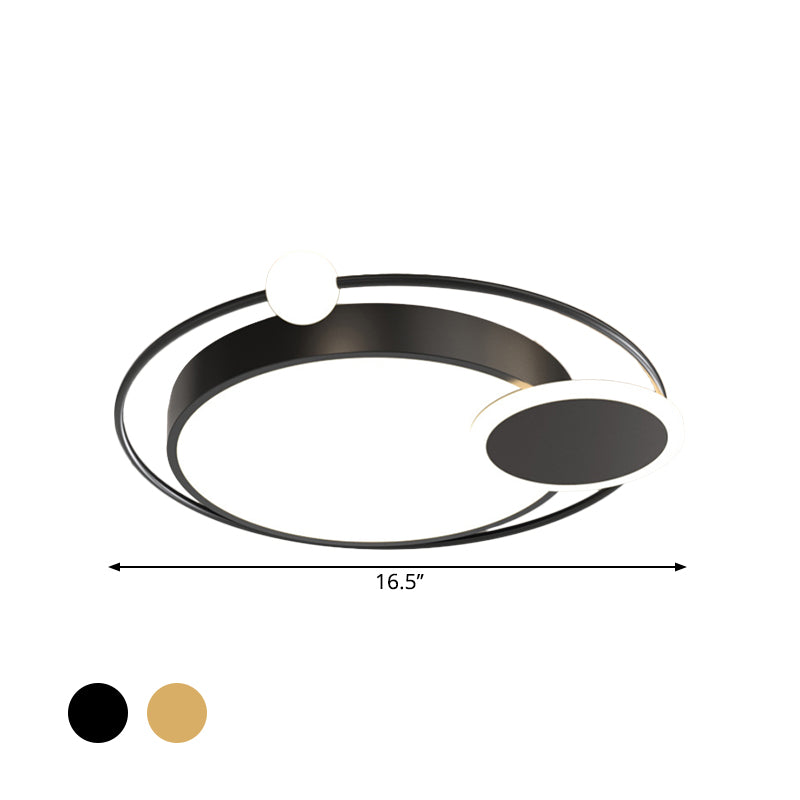 Runde Deckeneinbauleuchte, einfache Acryl-LED-Einbauleuchte in Schwarz/Gold mit warmem/weißem Licht für Schlafzimmer, 16,5"/20,5" W