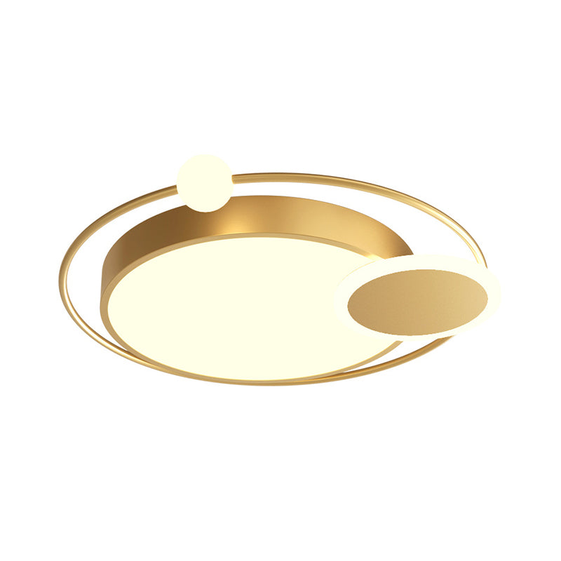 Round Ceiling Flush Mount Simple Acrylic Black/Gold LED Flush Light Fixture in Warm/White Light for Bedroom, 16.5"/20.5" W