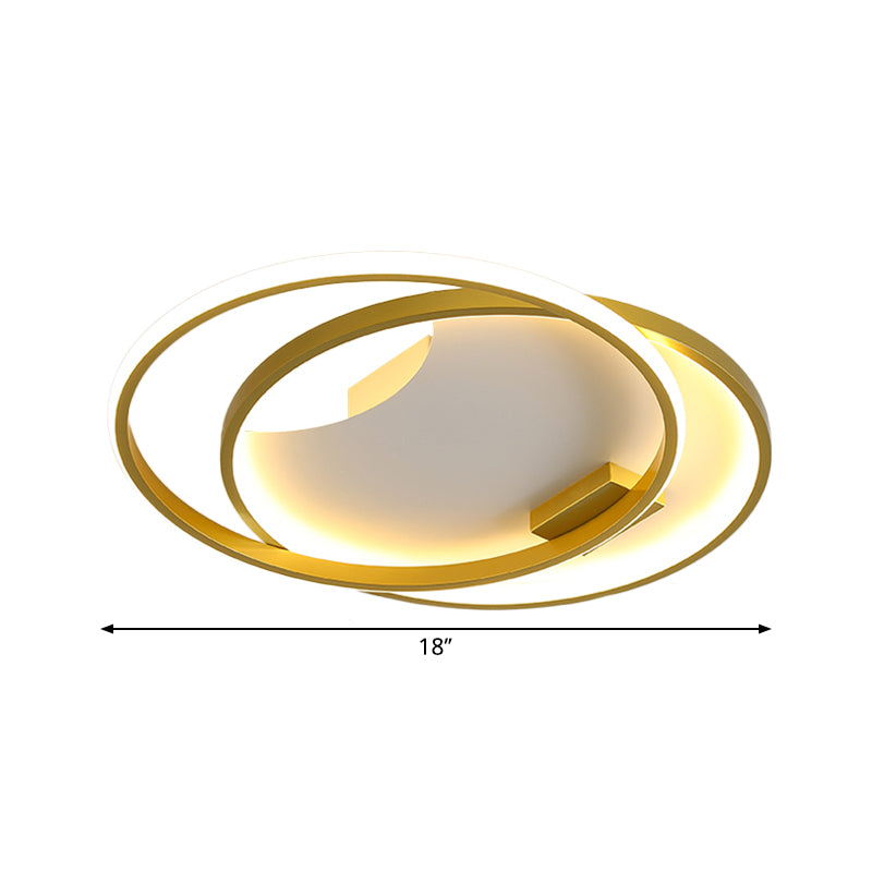 Modernism Dual Ring Flush Mount Fixture Metal LED Bedroom Close to Ceiling Light in Gold