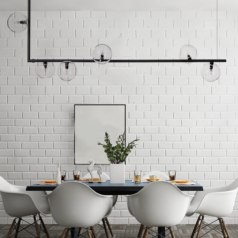 Globe Globe Globe Island Pendant moderniste 6 bulbes de lampe suspendue en noir avec cadre à angle droit, lumière chaude / blanche