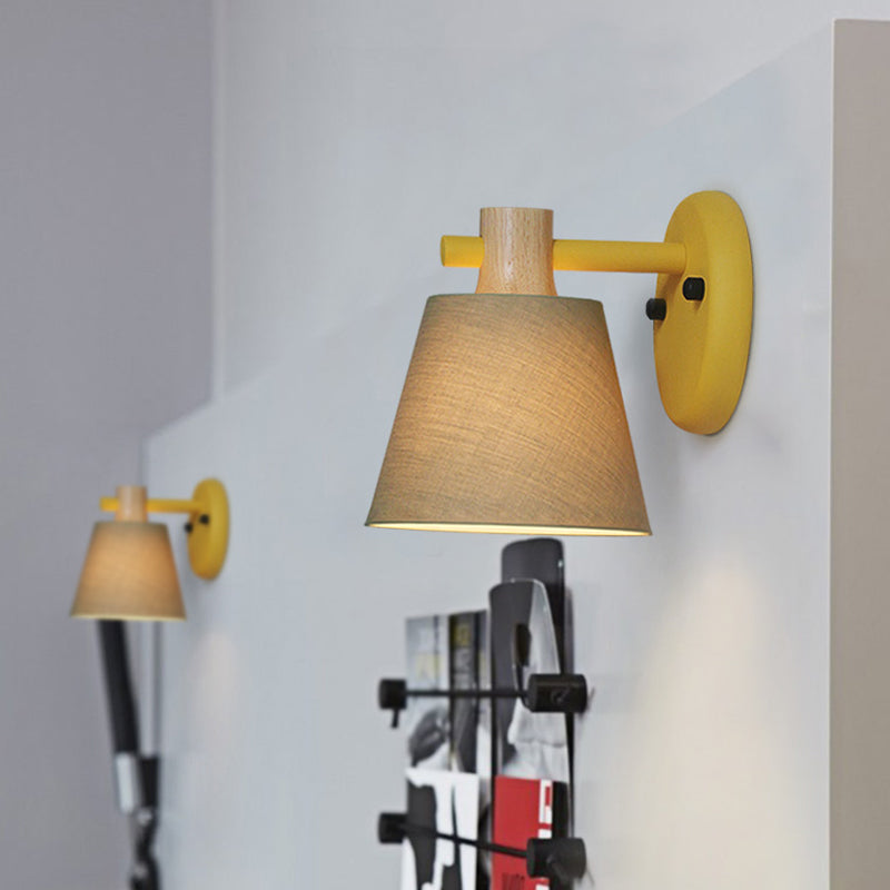 Vat stof wandmontage licht landelijke stijl 1 lamp gele/blauw/groene wandverlichtingsideeën met houten top