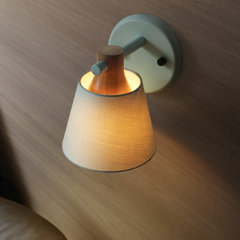 Vat stof wandmontage licht landelijke stijl 1 lamp gele/blauw/groene wandverlichtingsideeën met houten top