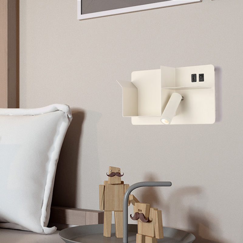 Éclairage mural tubulaire en métal modernisme modernisme noir / blanc LED Mur Murn Lighting avec cadre d'étagère