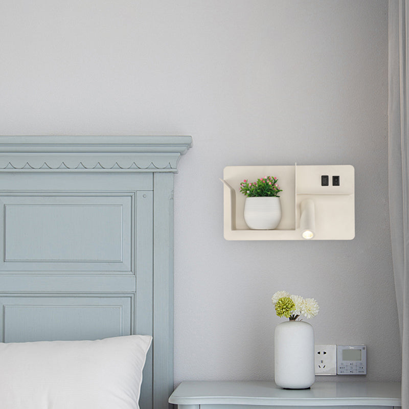 Éclairage mural tubulaire en métal modernisme modernisme noir / blanc LED Mur Murn Lighting avec cadre d'étagère