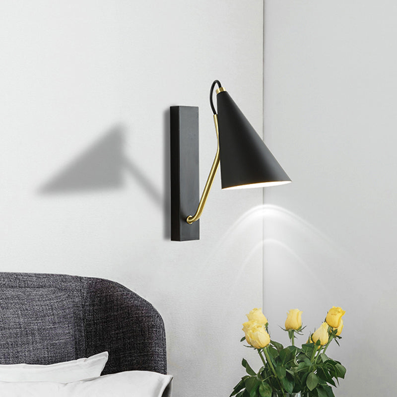 Black Tapered Wall Lighting Fixture Modern 1 Light Metallic Wall Mounted Lamp for Dining Room