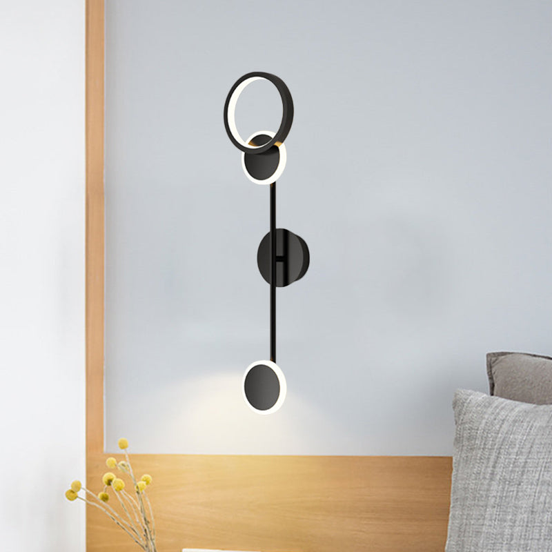 Metallic Round LED Wall Sconce Lighting Contemporary 2/3/4 Lights Wall Mount Lamp in Black