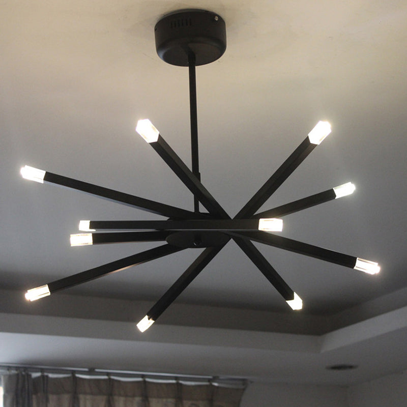 Lámpara colgante de ráfagas de lámpara de 12 luces contemporáneas Black/Chrome con sombra de metal