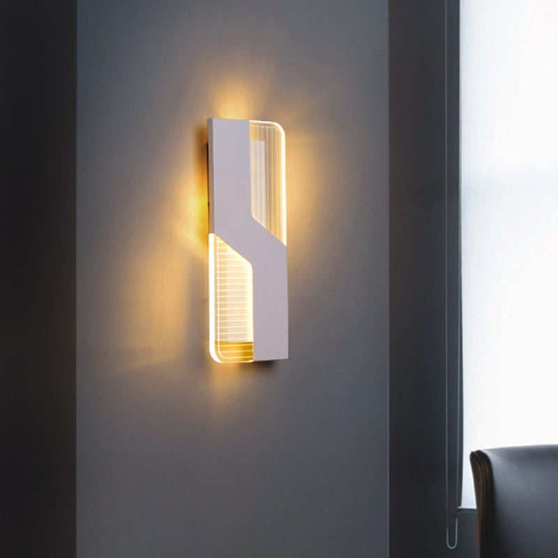 White Geometric Wall Mount Lamp Nordic LED Acrylic Wall Lighting Fixture in Warm/White Light