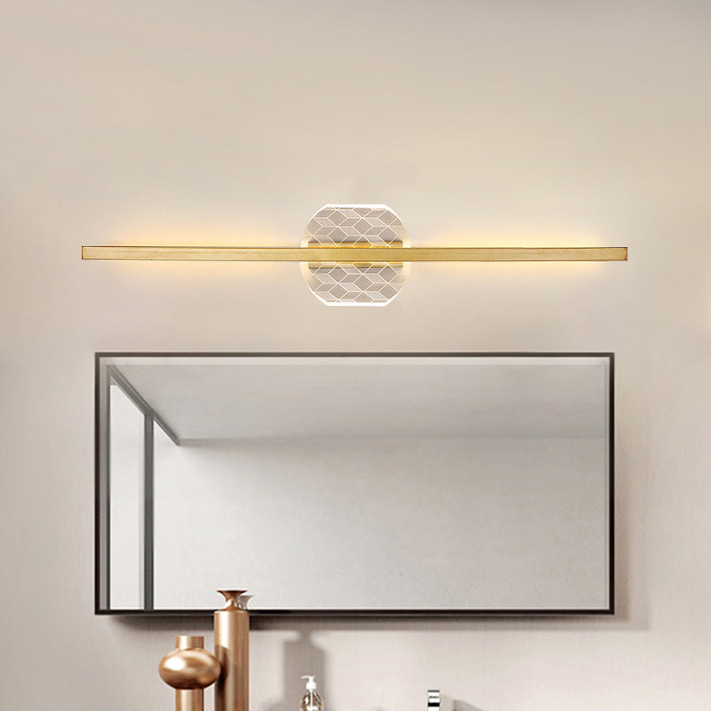 Iluminación de montaje de pared lineal de metal iluminación moderna de pared de oro led con luz cálida/blanca, 23.5 "/31.5" de ancho