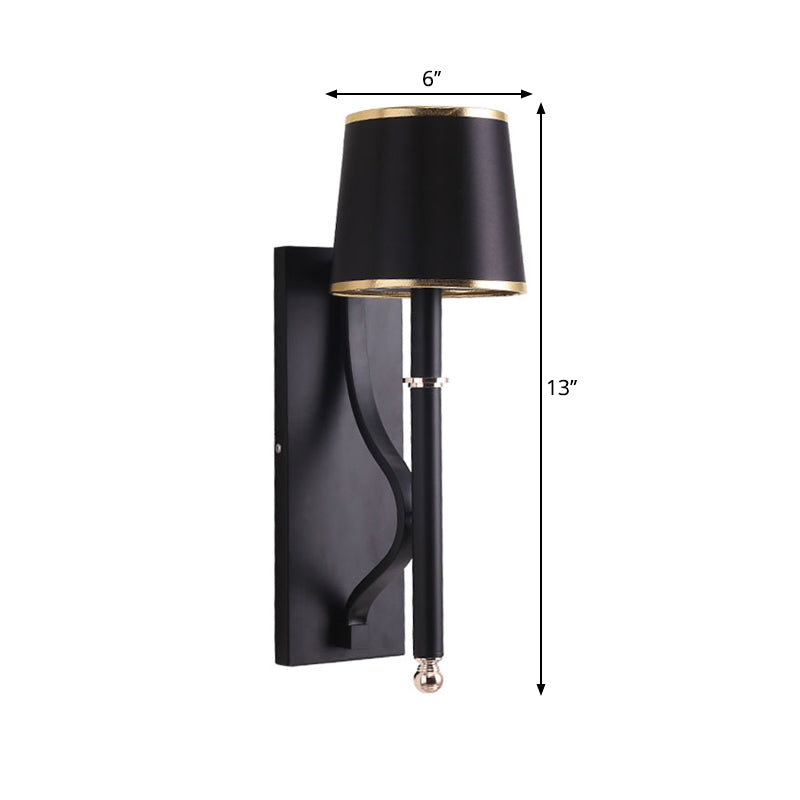 Conical Wall Light Minimalist Metallic 1 Head Black Wall Mount Lamp with Right Angle Arm
