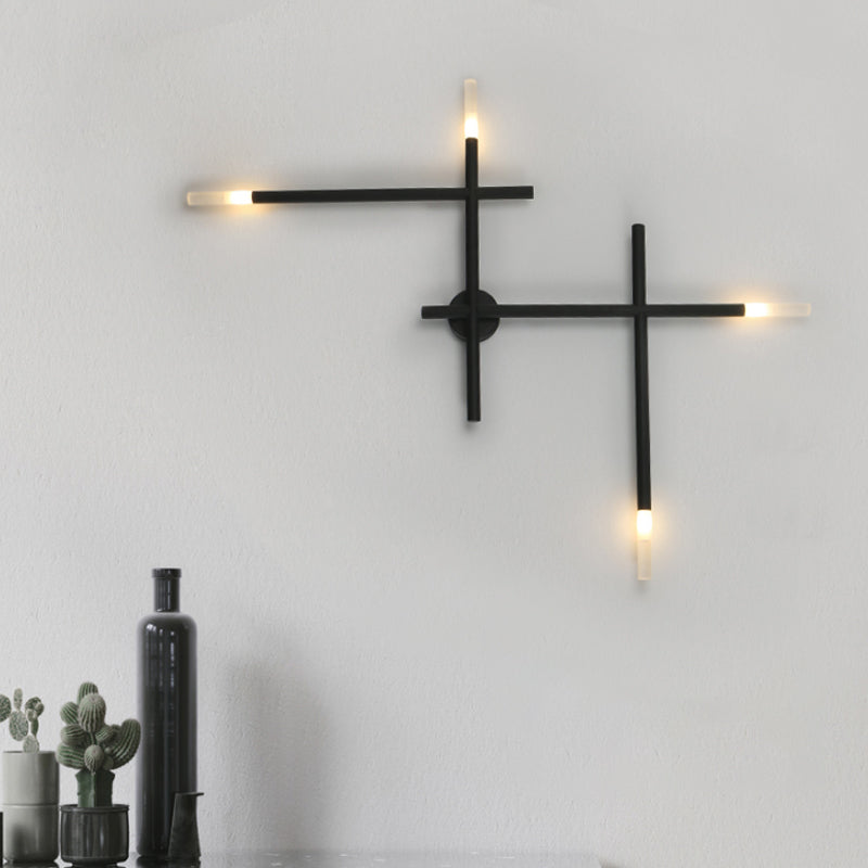 Metallic Crossed Lines Wall Light Fixture Contemporary Black/Gold LED Wall Lighting Ideas