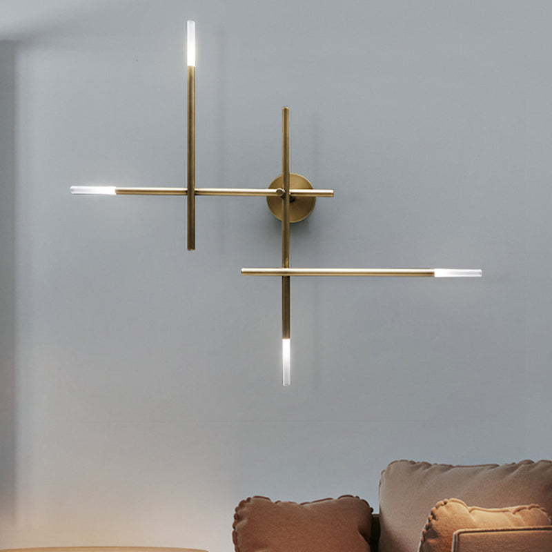 Metallic Crossed Lines Wall Light Fixture Contemporary Black/Gold LED Wall Lighting Ideas