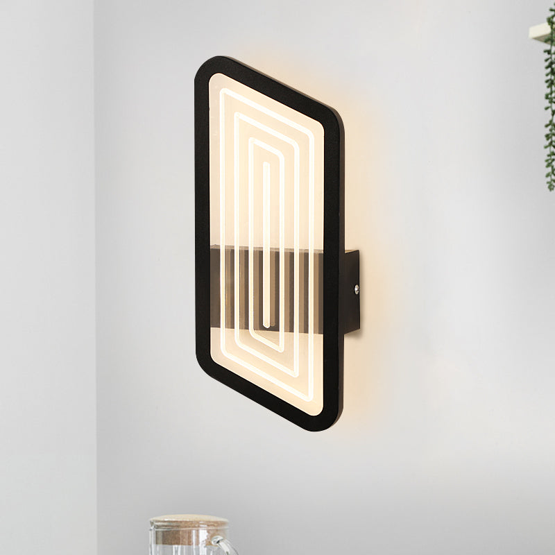 Black/Gold Rectangular Wall Light Fixture Nordic Metallic Wall Sconce Lighting in Warm/White Light, 12.5"/19.5" Wide