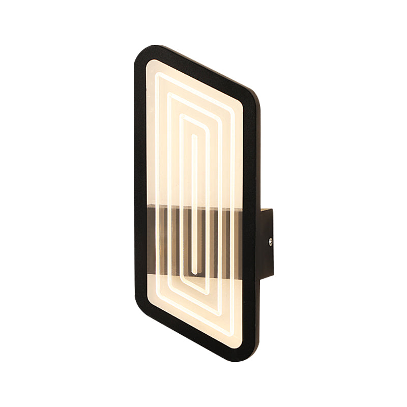 Lámpara de pared rectangular negra/dorada Iluminación de apliques de pared metálica nórdica con luz cálida/blanca, 12.5 "/19.5" de ancho