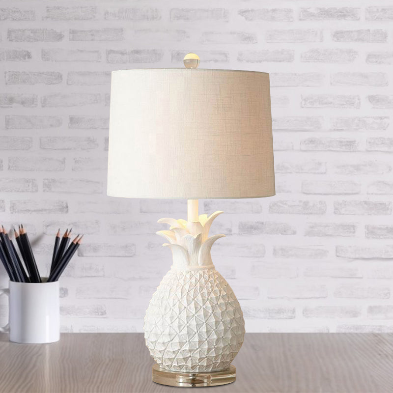 Resin Pineapple Night Lighting Cartoon 1 Bulbe Blanc White / Yellow Table Table avec tambour-tissu Obelle