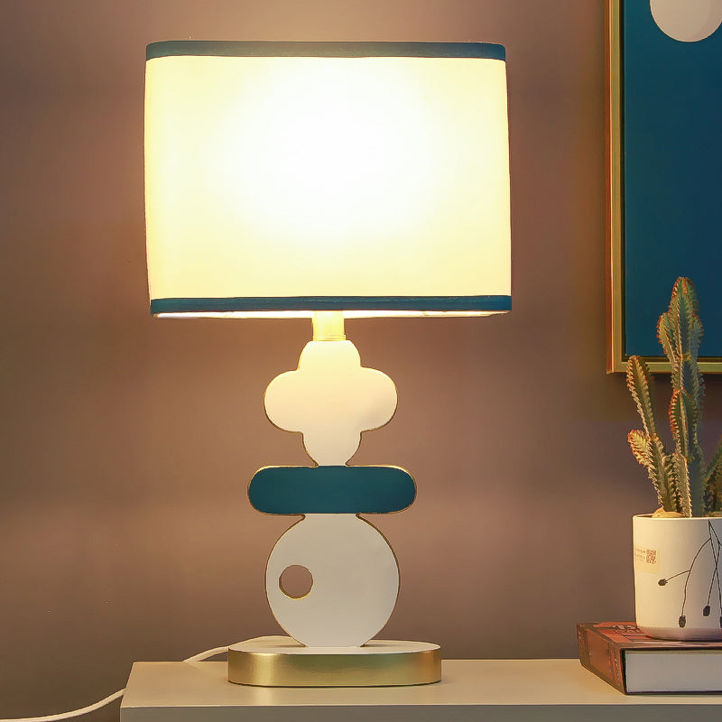 Lampe de nuit de chevet simple simple éclairage de lecture bleu / vert moderne avec une teinte en tissu de baril