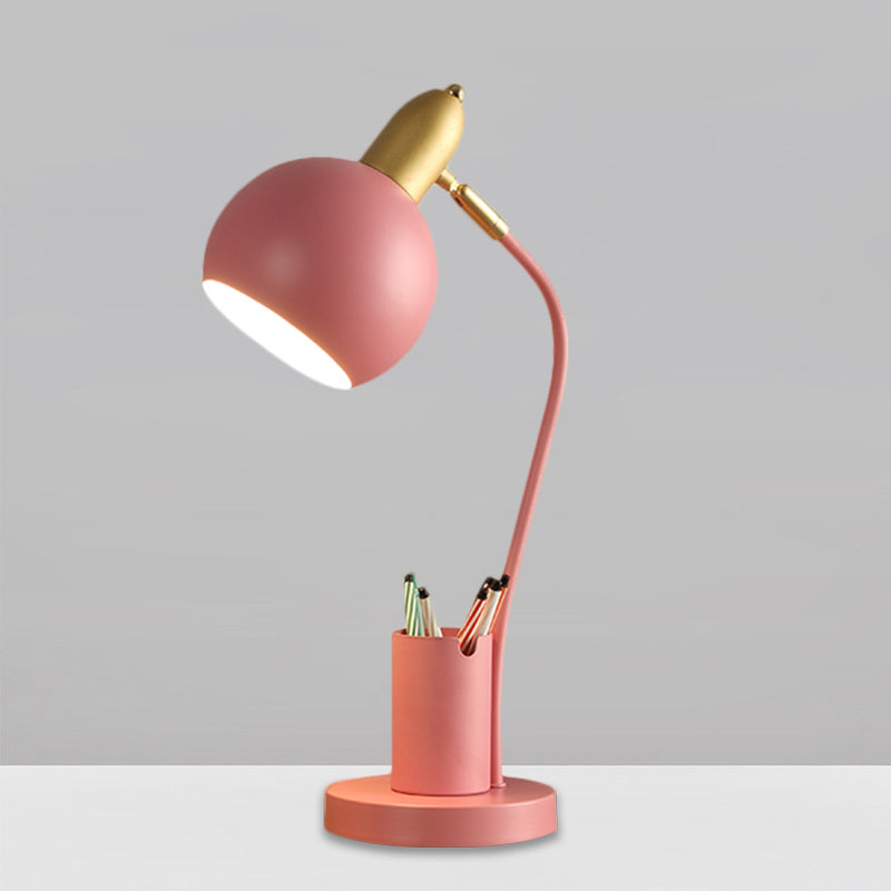 Metaal koepelnachtstand lamp macaron 1-head wit/roze/gele leestafel licht met buisvaardig penrackontwerp