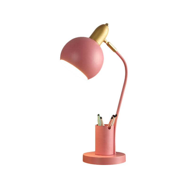 Metaal koepelnachtstand lamp macaron 1-head wit/roze/gele leestafel licht met buisvaardig penrackontwerp