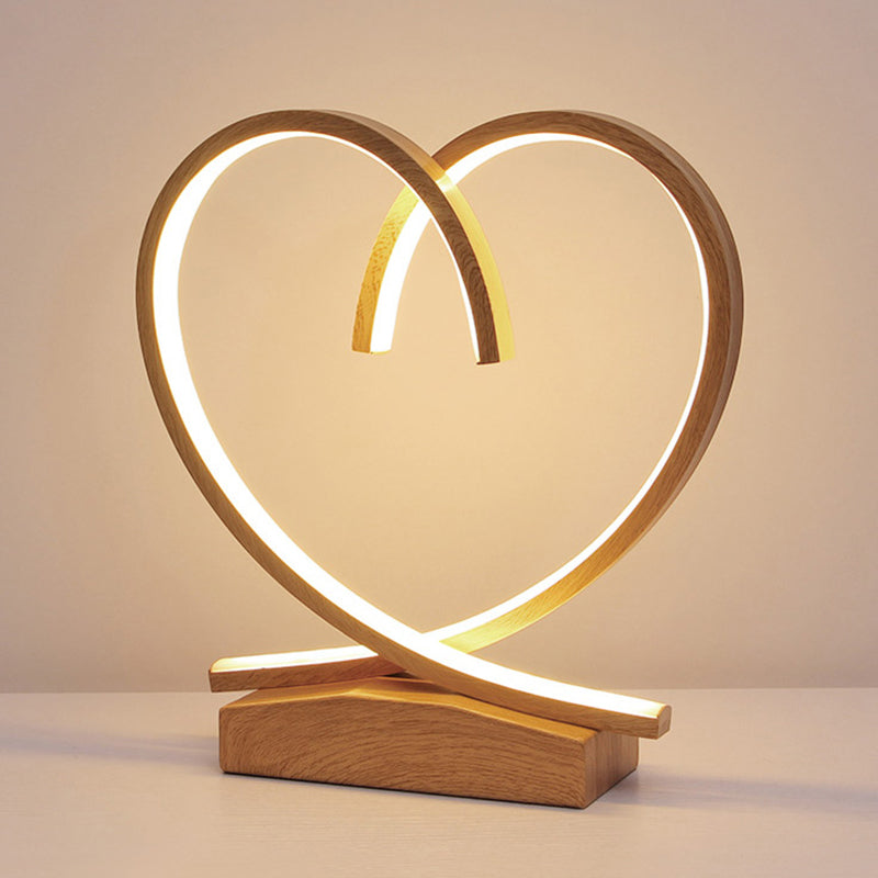 Coeur aimant en bois table de table de nuit simplicité en noir / blanc / bois d'éclairage de bureau LED pour la chambre à coucher