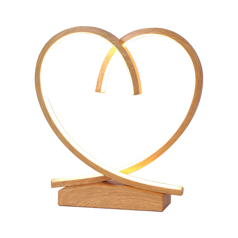 Coeur aimant en bois table de table de nuit simplicité en noir / blanc / bois d'éclairage de bureau LED pour la chambre à coucher