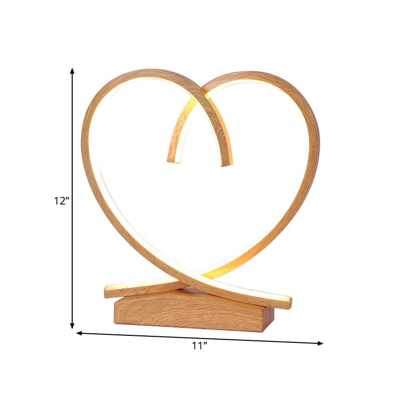 Coeur aimant en bois table de table de nuit simplicité en noir / blanc / bois d'éclairage de bureau LED pour la chambre à coucher
