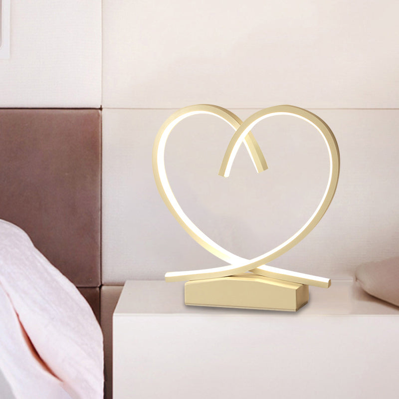Coeur aimant en bois table de table de nuit simplicité en noir / blanc / bois d'éclairage de bureau LED pour la chambre à coucher