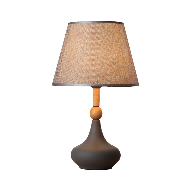 Éclairage de tâche en baril Tissu macaron 1 tête gris / rose / bleu table de table de nuit avec base de vase métallique