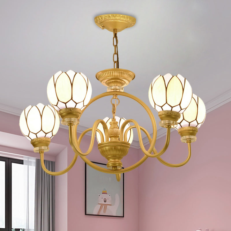 3/5 bulbi lampada da pranzo lampada lampada lampada a sospensione in oro con tonalità in vetro tagliato a mano