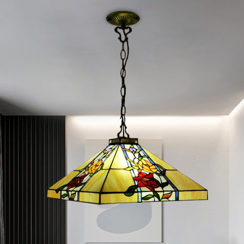 Lustre en bronze en verre coupé à la main effilée 3 lumières Méditerranée suspendue suspendue pour la salle à manger
