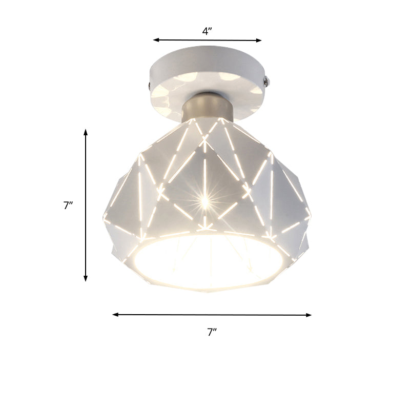 Plafonnier affleurant en polyèdre creux blanc 1 lampe de plafond métallique de Style Simple pour salle d'étude