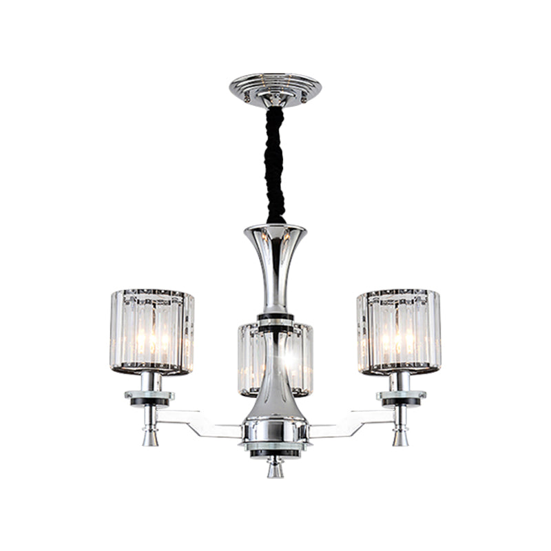 Cilinder kristalprisma's suspensielamp modern 3 bollen chrome kroonluchter verlichtingsarmatuur