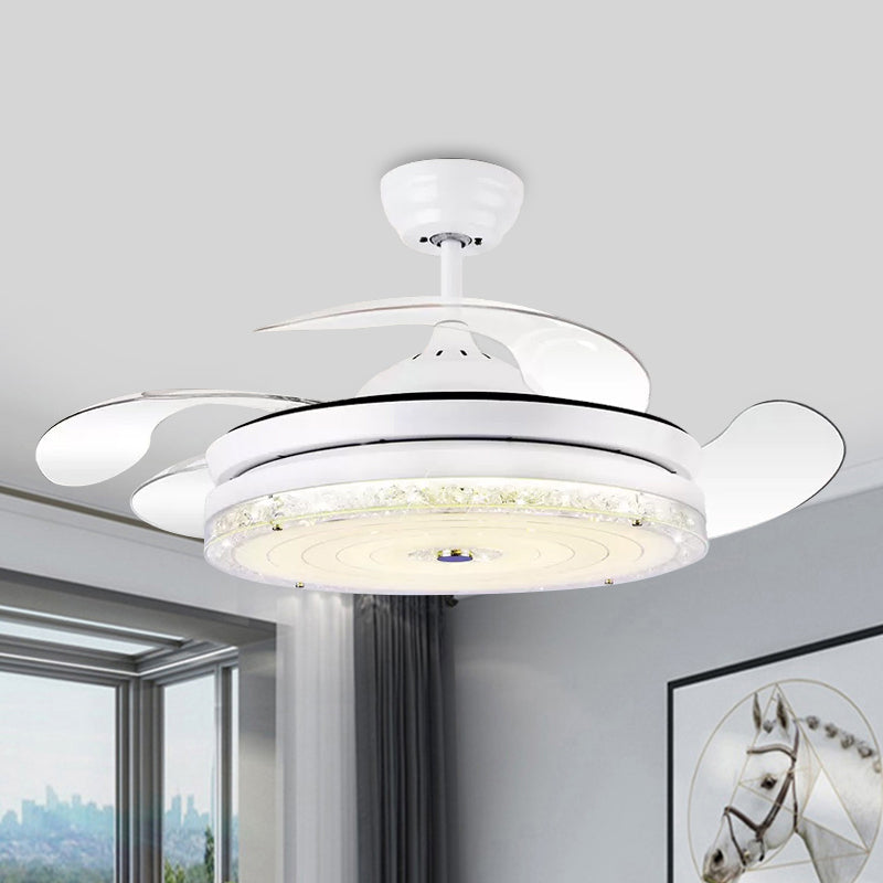 4-Blade-Kreis Deckenventilator Leuchten Leuchten Minimalismus Schnitt Kristall 19-Zoll