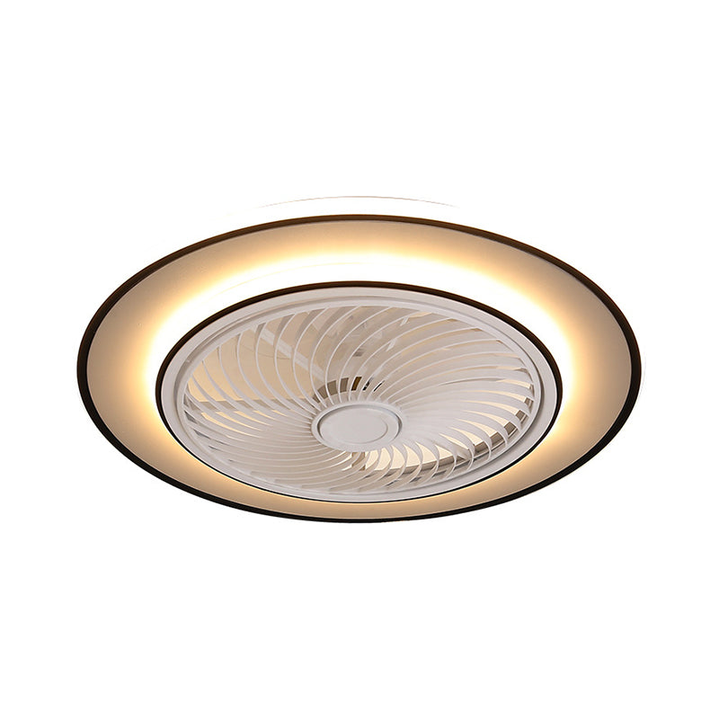 Runde Metall Deckenventilator Leichte moderne LED Black Semi Flush Mount für Schlafzimmer, 23 "Breite