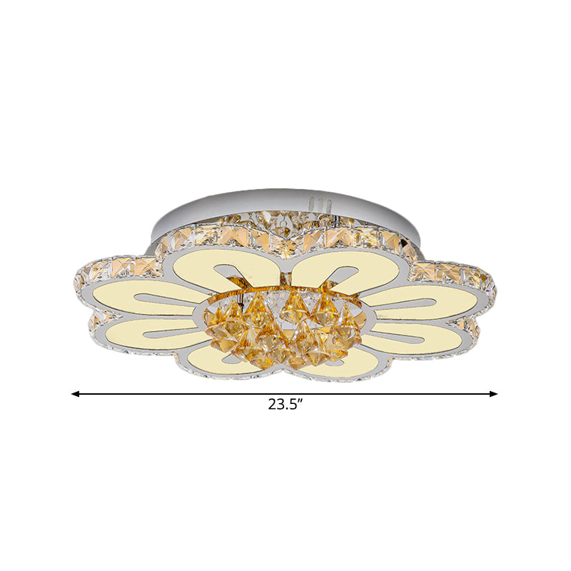 Blumenkristallblock halb Flush Light Modernismus LED Chrom in der Nähe der Deckenbeleuchtung
