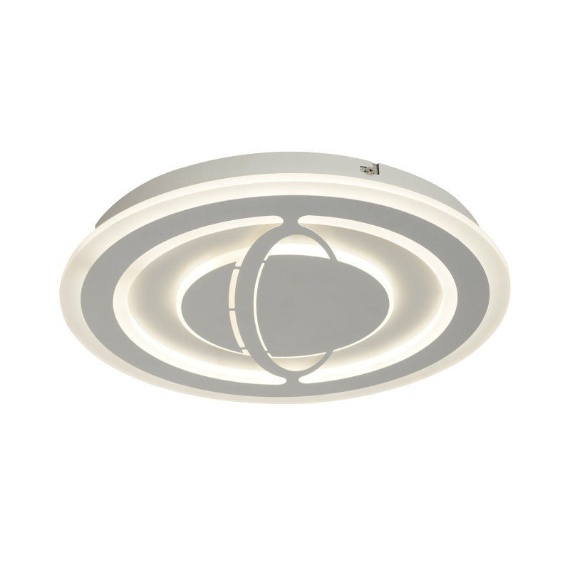 LED Parlor Ceiling Flush Mount Modern White Flushmount Lighting with Planet Acrylic Shade