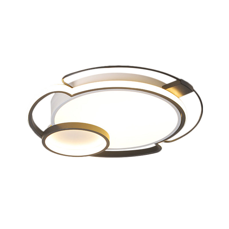 Black Round Flush Light Fixture Contemporary LED Metallic Flush Mount Lamp for Bedroom