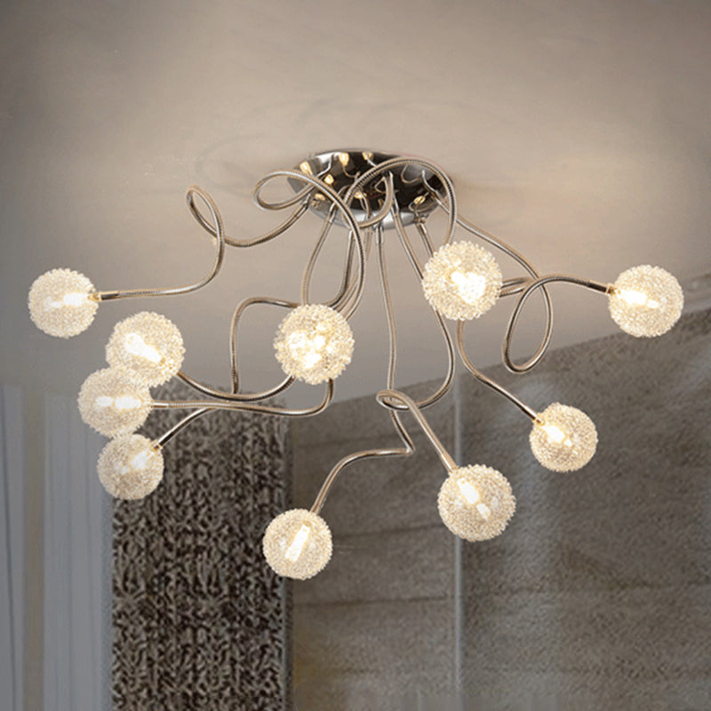 Metallic Globe Semi Flush Lightture Post Contemporary LED Chrome Flushmount Éclairage