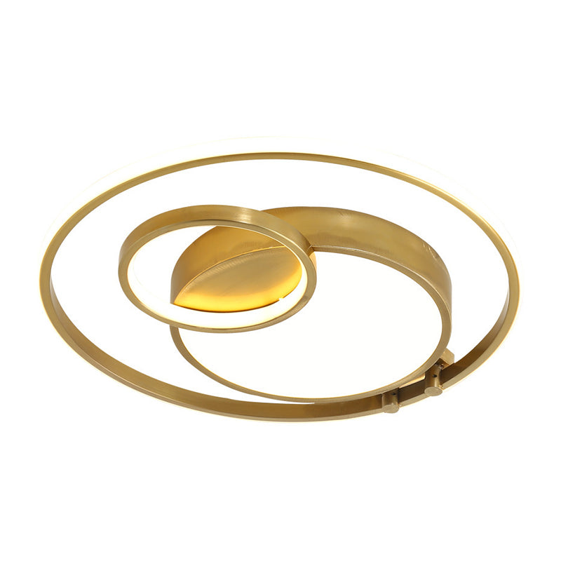 Gold Rounded Flush Mount Lamp Minimalism LED Metallic Flush Ceiling Light for Bedroom