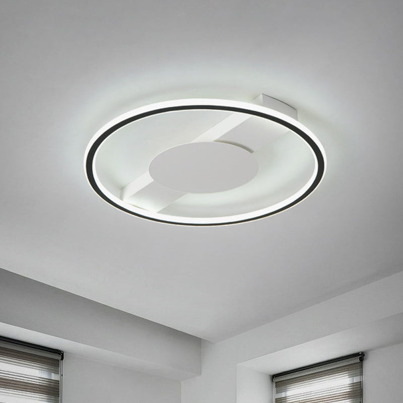 Black Rounded Flushmount Lighting Nordic LED Acrylic Flush Mount Lamp for Bedroom, 18"/21.5" Width