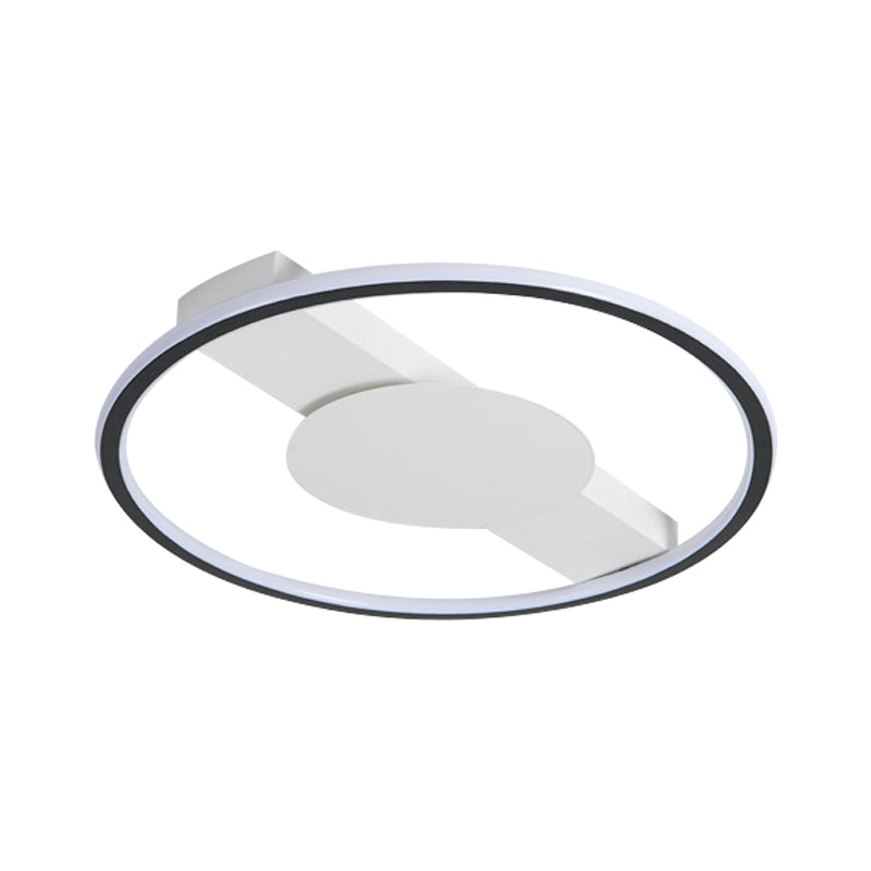 Black Rounded Flushmount Lighting Nordic LED Acrylic Flush Mount Lamp for Bedroom, 18"/21.5" Width