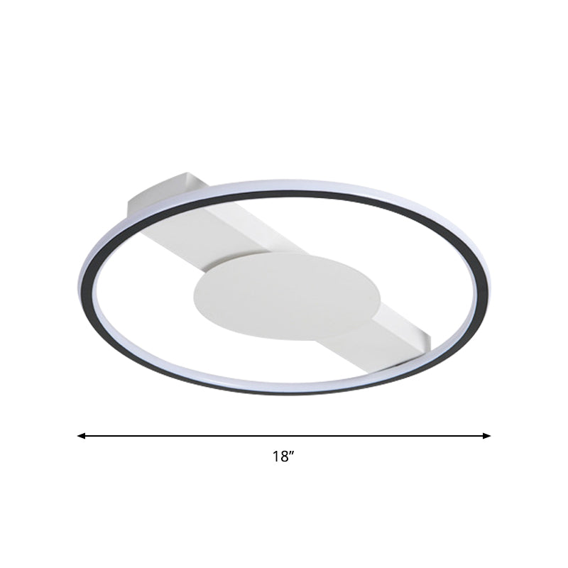 Black Rounded Flushmount Lighting Nordic LED Acrylic Flush Mount Lamp for Bedroom, 18"/21.5" Width