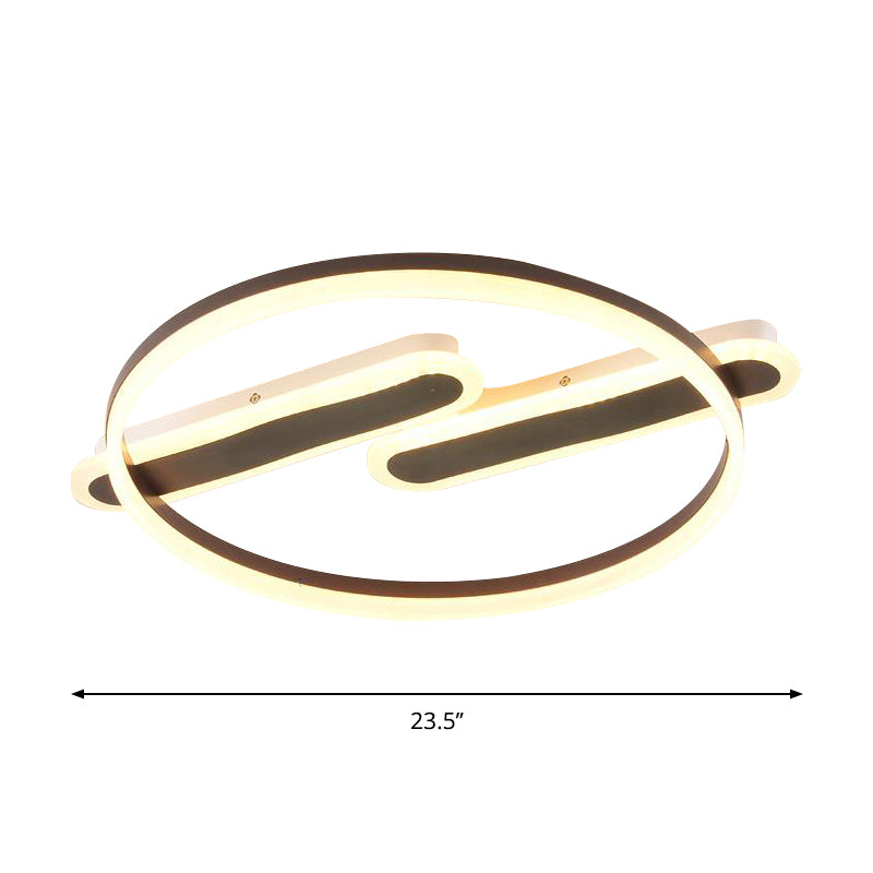 Acrylic Ringed Flush Light Contemporary LED Black Flush Mount Lamp with Dual Rectangle Canopy, Warm/White Light